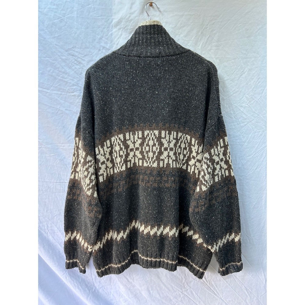 Fieldmaster Men's Wool Blend Fair Isle Half Zip Sweater Charcoal XL - Picture 2 of 5